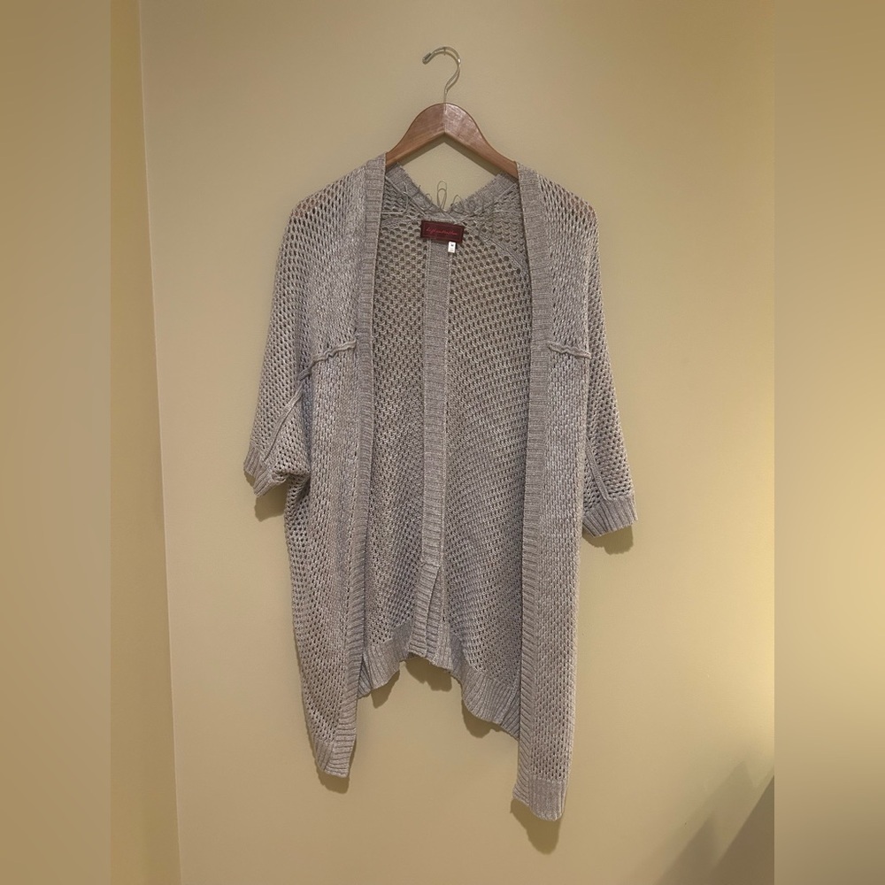 Left on Houston Women's Open Knit Cardigan Sweater Color Tan Size Medium